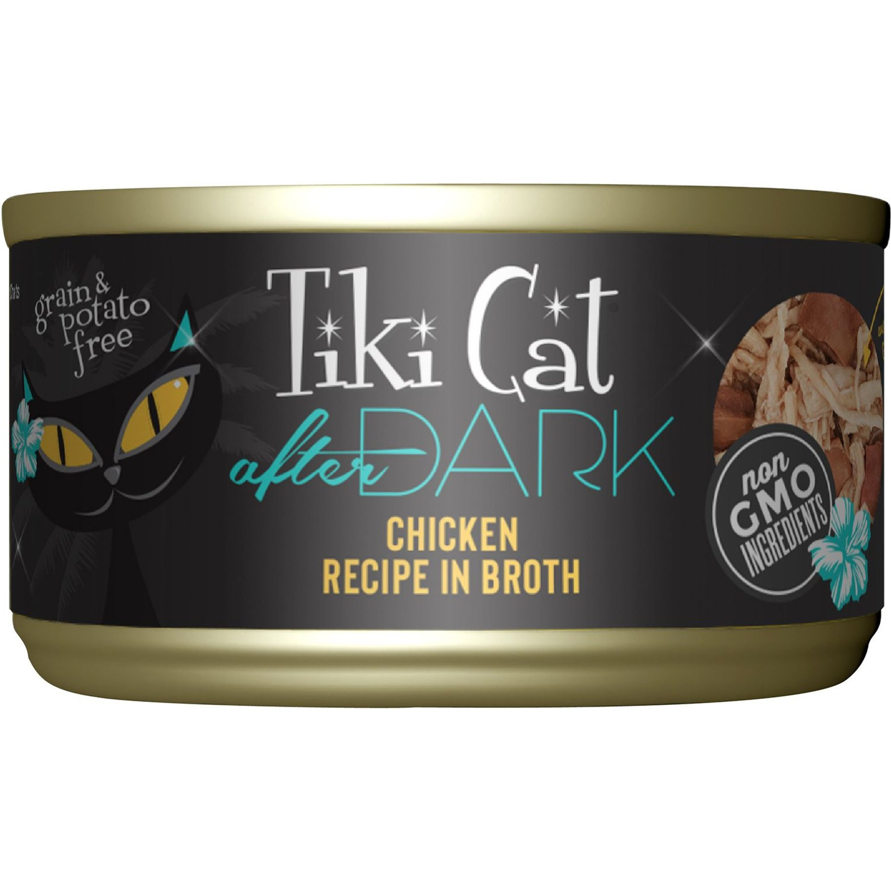 Tiki Cat After Dark Chicken Recipe in Broth Grain-Free Wet Cat Food, 2.8-oz can, case of 12 | Chewy