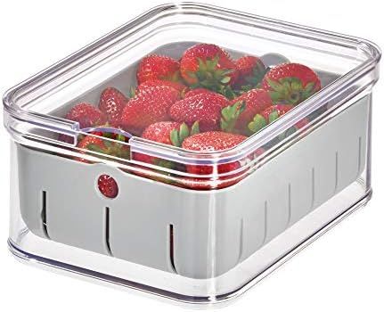 iDesign Crisp BPA-Free Plastic Produce Storage Bin - 8.32" x 6.32" x 3.76", Clear/Gray | Amazon (US)
