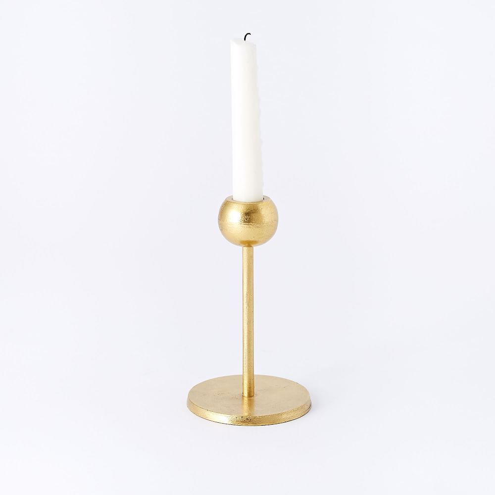 Aaron Probyn Brass Candleholder, Medium, Set of 2 | West Elm (US)