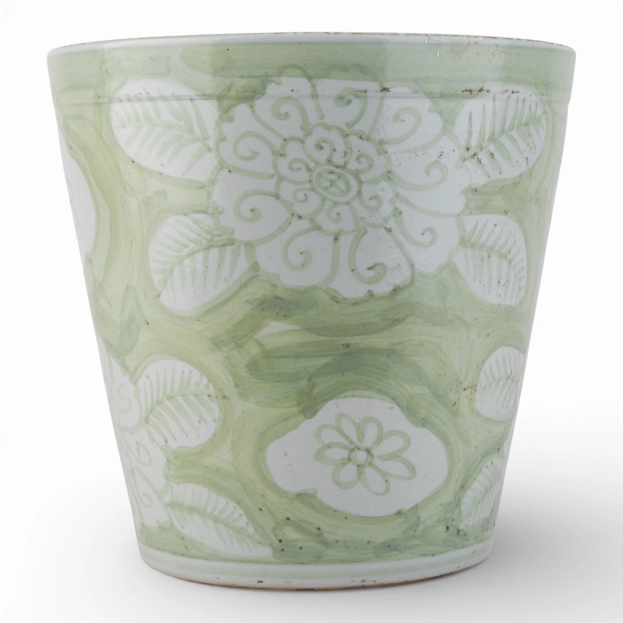 Antique Finish Porcelain Pot Green Big Flower | Wayfair North America