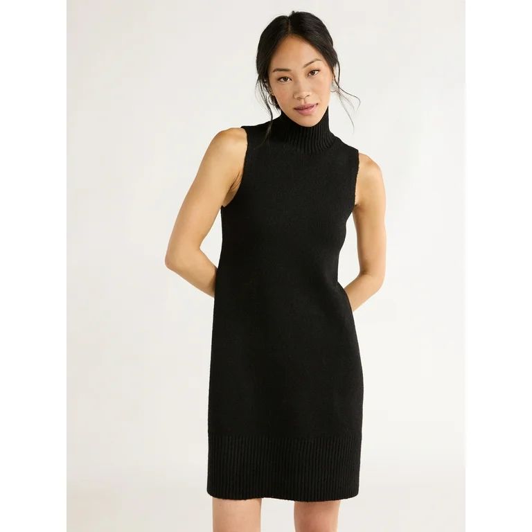 Free Assembly Women’s Sleeveless Turtleneck Sweater Mini Dress, Sizes XS-XXL | Walmart (US)