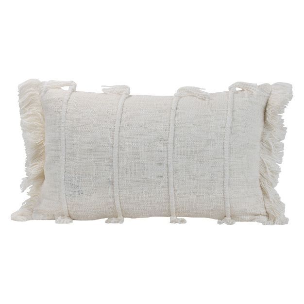 Striped Hand Woven 14x22" Decorative Cotton Throw Pillow with Hand Tied Tassels and Fringe - Fore... | Target