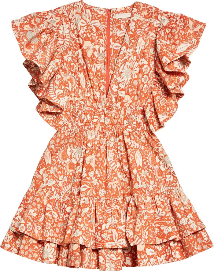 Kiri Floral Print Ruffle Minidress | Nordstrom