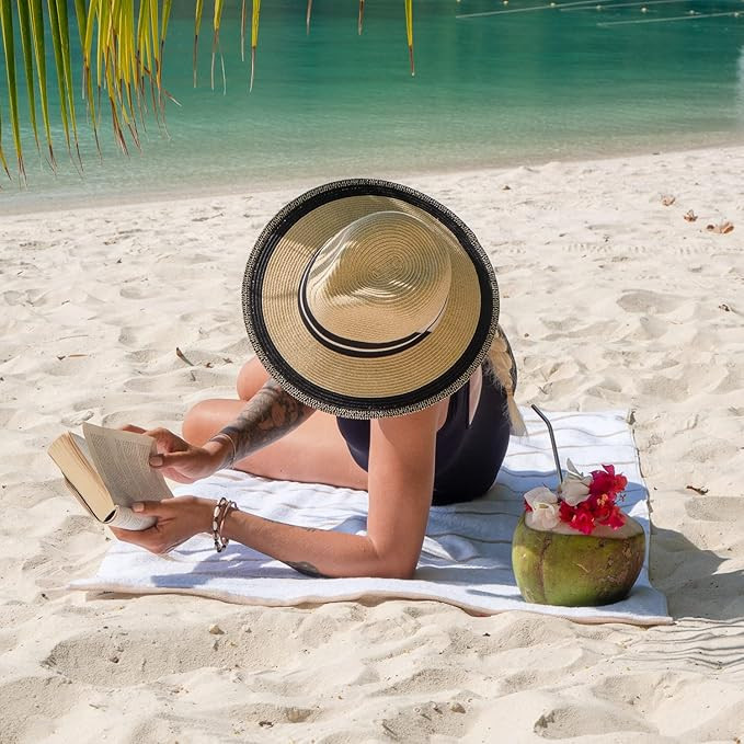 Arkwright Las Rayas Striped Beach Towel - Pack of 4 - Soft Plush Quick Dry White Cotton Terry Tow... | Amazon (US)