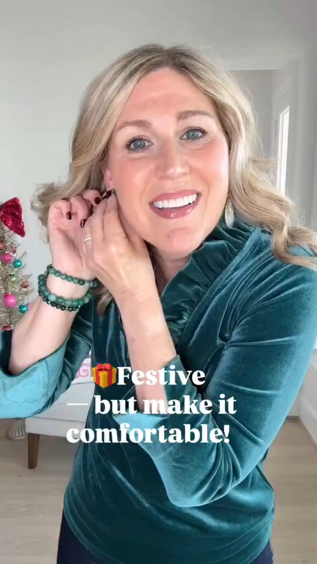 👇 Tell me — do you dress up or stay comfy during the holidays? ♥️

I’m keeping my holiday style simple this year with @Soft_Surroundings — a velour ruffle-neck top, soft denim, and gold details that feel elegant without the effort. 
It’s polished, wearable, and perfect for everything from brunch to a cozy evening with friends.

Because style at this stage isn’t about sparkle overload — it’s about quiet confidence and comfort that still feels special.

✨ Save this look for your next holiday get-together.
Shop the holiday collection at SoftSurroundings.com 
Or click the link in my bio to shop this specific look!

#SoftSurroundingsStyle #softsurroundingspartner #VersatileFashion #InclusiveSizing #EffortlessElegance

#LTKWatchNow #LTKShoeCrush #LTKParties #LTKStyleTip 

#LTKSaleAlert #LTKFindsUnder50 #LTKBeauty #LTKMidsize #LTKPetite #LTKPlusSize #LTKFindsUnder100 #LTKOver40 #LTKSeasonal #LTKWorkwear