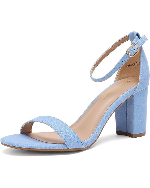 DREAM PAIRS Women's Chunk Low Heel Pump Sandals | Amazon (US)