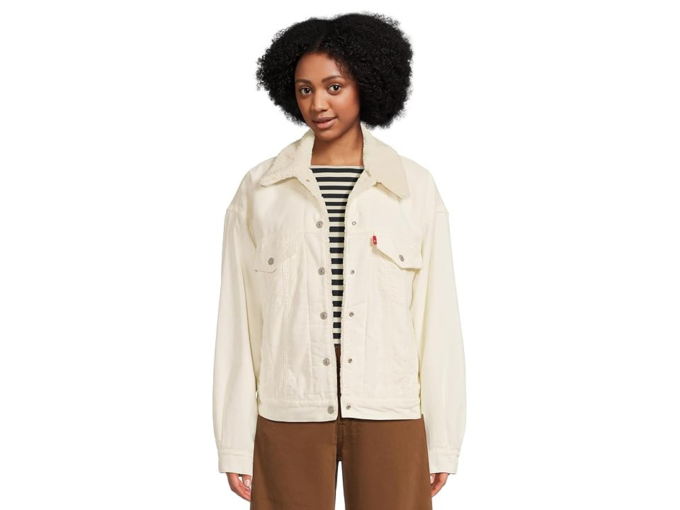 Levi's(r) Womens 90s Sherpa Trucker Women's Clothing Egret : XS, Cotton/Denim | Zappos
