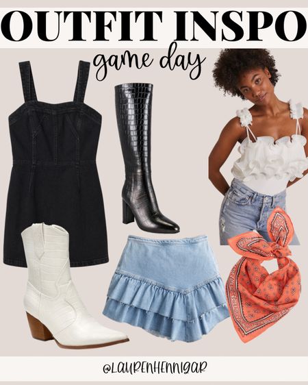 GAME DAY OUTFIT IDEAS AND INSPO! 

black denim dress, denim skirt, deals of the day, hollister sale, skirts, bandana, madewell bandana, free people, white tulle top, white body suit, free people fall fashion, white cowgirl booties, matisse, shoe crush, black snake print boots, revolve finds, college football outfit, sec gameday, fit inspo

#LTKstyletip #LTKU #LTKshoecrush