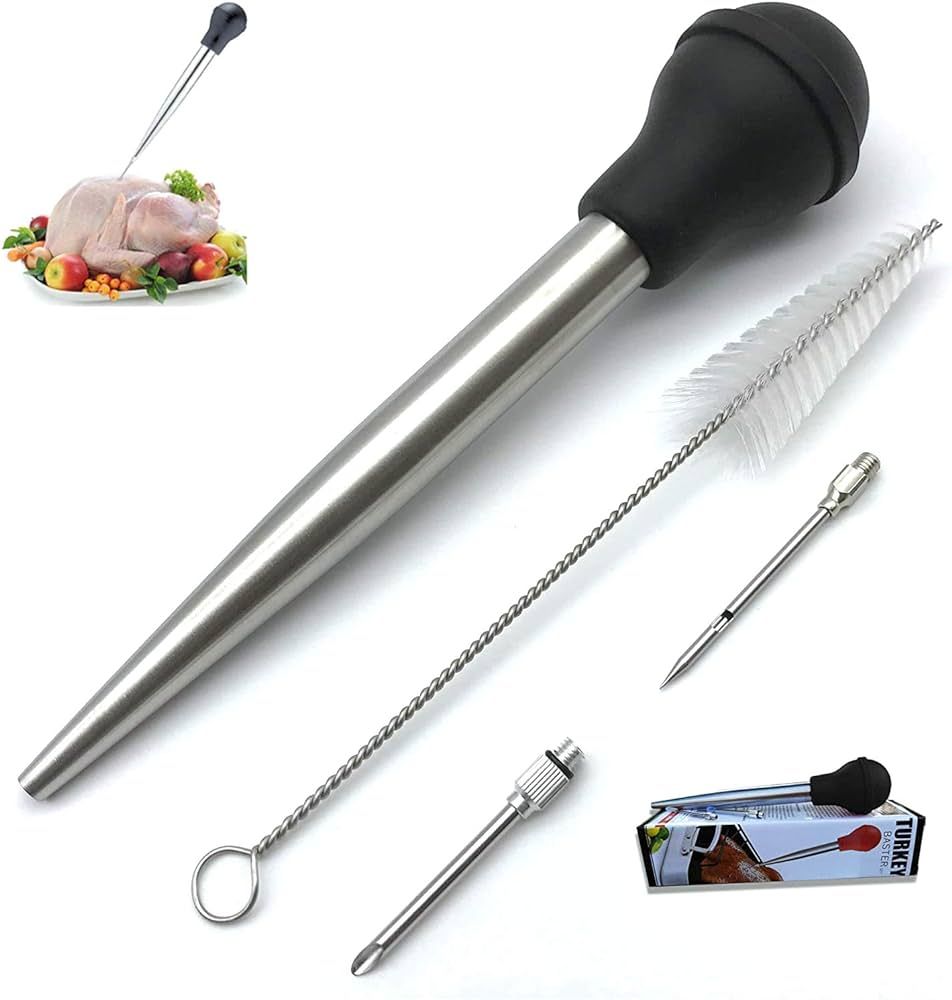Turkey Baster for Cooking, Stainless Steel Turkey Baster Syringe with Cleaning Brush and Marinade... | Amazon (US)