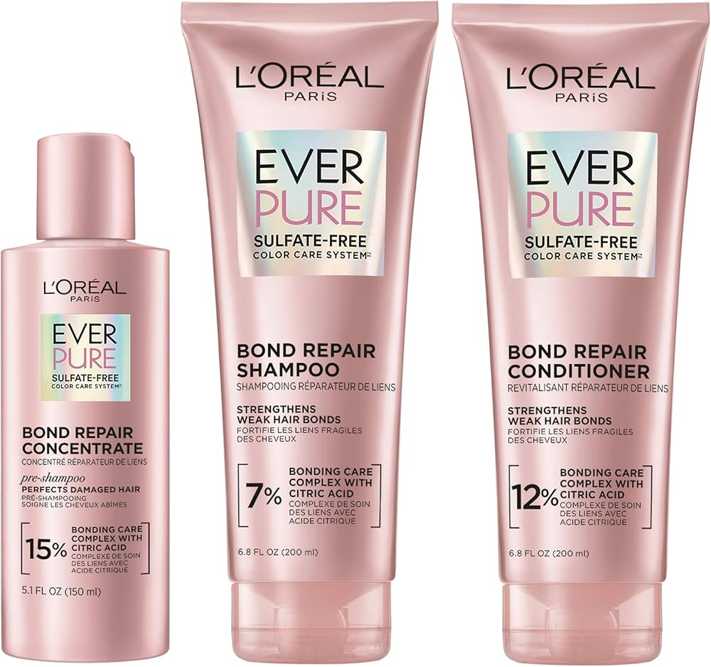 L'Oreal Paris Bond Repair Shampoo and Conditioner + L'Oreal Paris EverPure Sulfate Free Bond Repa... | Amazon (US)