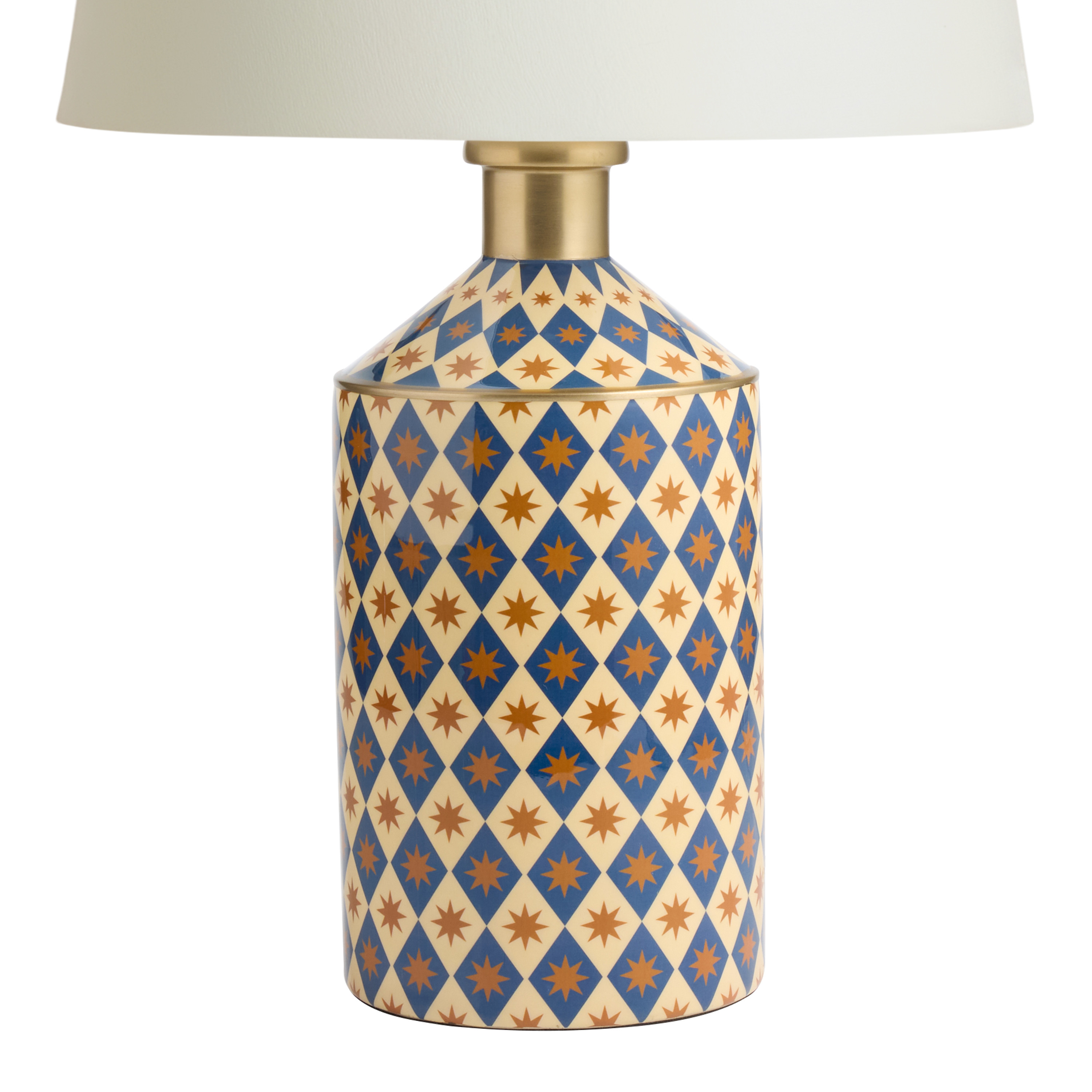 Harlequin Blue and Cream Metal Diamond Table Lamp Base | World Market