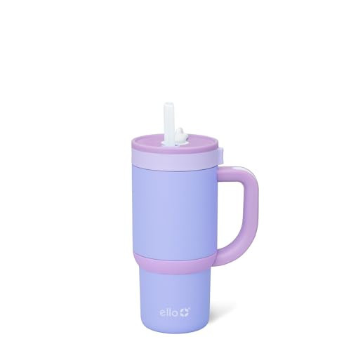 Ello Oasis 14oz Toddler Tumbler with Handle & Retracting Straw, 100% Leakproof Reusable Insulated Stainless Steel Cup, Keeps cold for 14 Hours, Cup Holder Friendly, Lavender Fields | Amazon (US)
