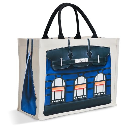 Clickslock 16oz Sturdy Canvas Tote Bag for Women, Luxury Illusion Print Handbag, Unique Bridesmaid Gift & Work Bag | Amazon (US)