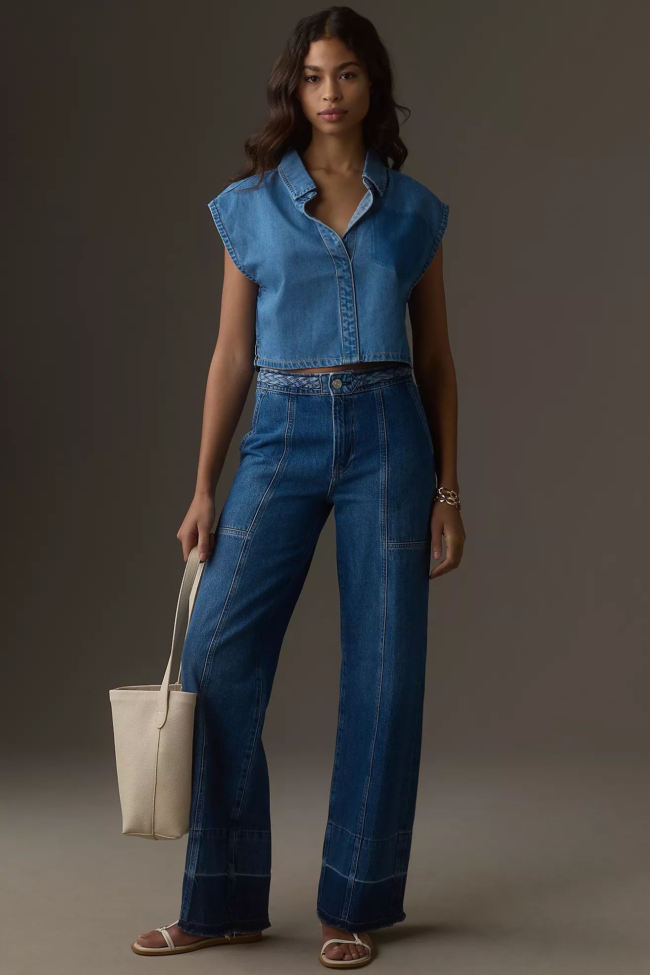 MABLE Sleeveless Collared Denim Shell Top | Anthropologie (US)