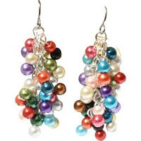 Colorful Pearl Cluster Earrings, Multicolor Rainbow Lightweight Earring, Clip On Cl24 | Etsy (US)