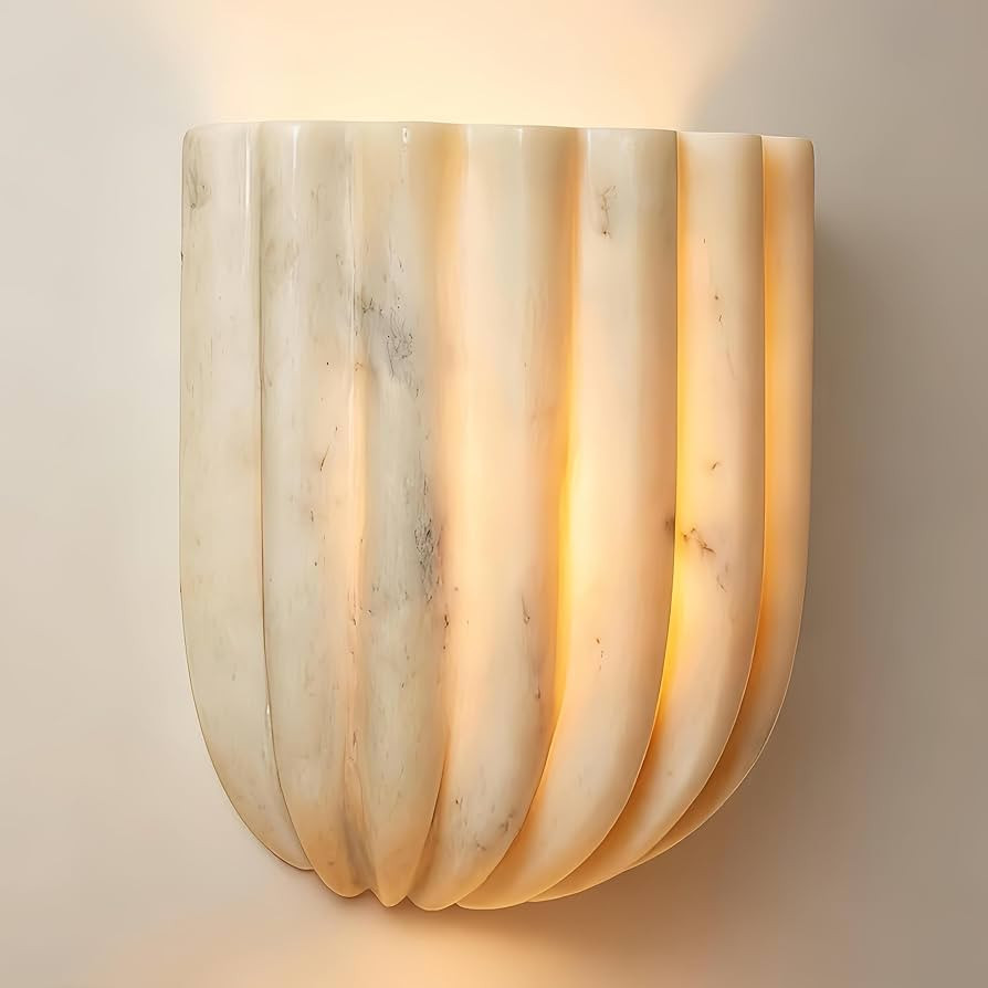 Faux Marble Resin Wall Sconce, Vintage Fluted Rippled Texture Sconce, Elegant Exquisitely Sculptu... | Amazon (US)