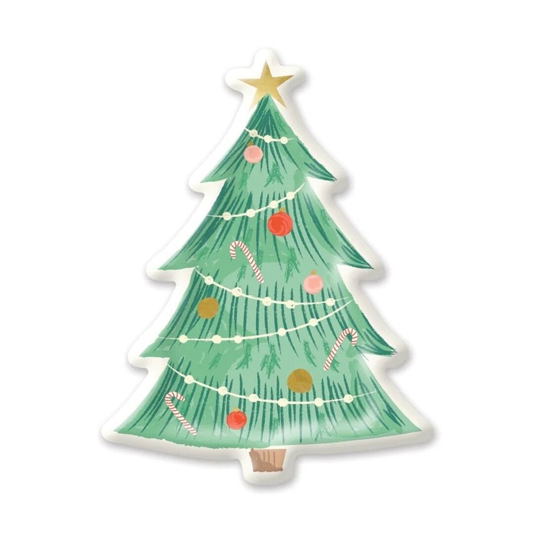 Kids Christmas Tree Party Plate Green Tree Shaped Paper - Etsy | Etsy (US)
