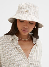 Cream Canvas Geometric Bucket Hat - Sarah | 4th & Reckless