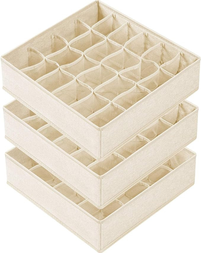 Criusia 3 Pack Organizer Dividers, 64 Cell Fabric Foldable Cabinet Closet Organizers and Storage ... | Amazon (US)