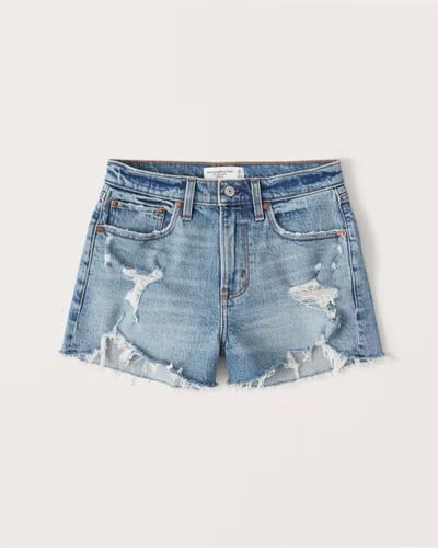 Women's Curve Love Mid Rise Mom Shorts | Women's Clearance | Abercrombie.com | Abercrombie & Fitch (US)