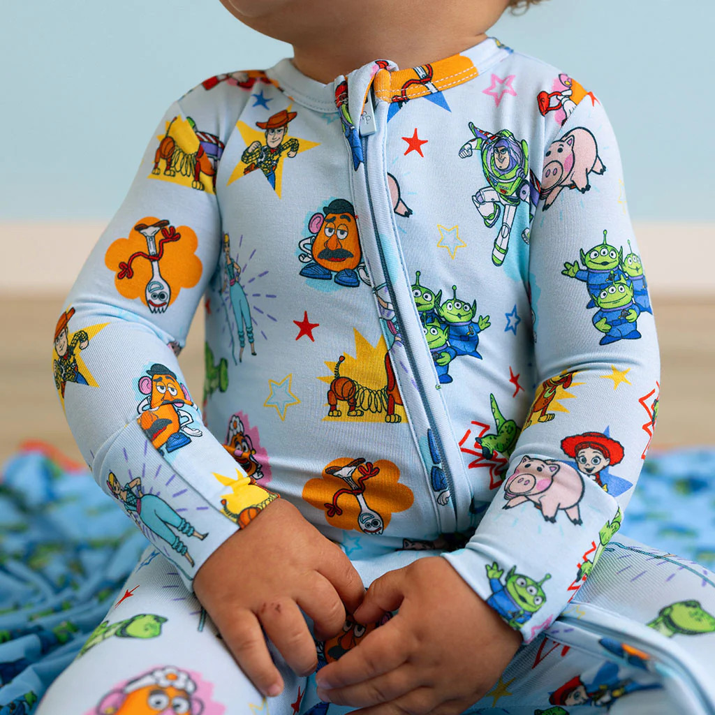 Character Blue Long Sleeve Disney Toy Story Time Footie Zippered One Piece | Posh Peanut\u00ae | Posh Peanut