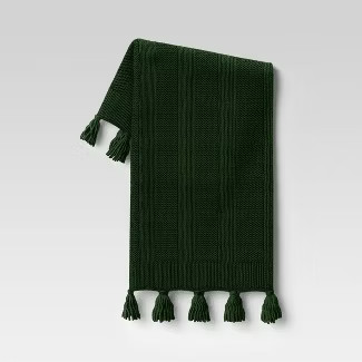 Chunky Knit Striped Throw Blanket with Tassels - Threshold™ | Target