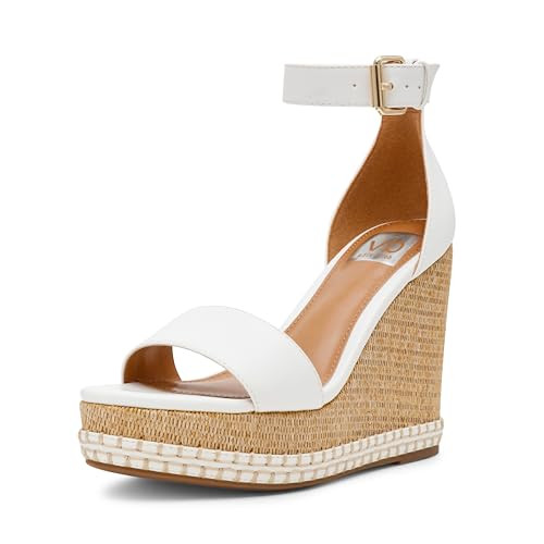 Dolce Vita DV Women's Tammara Wedge Sandal, White, 8 | Amazon (US)