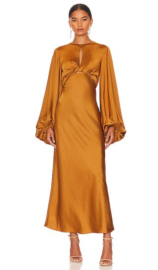 Demi Midi Dress in Copper | Revolve Clothing (Global)