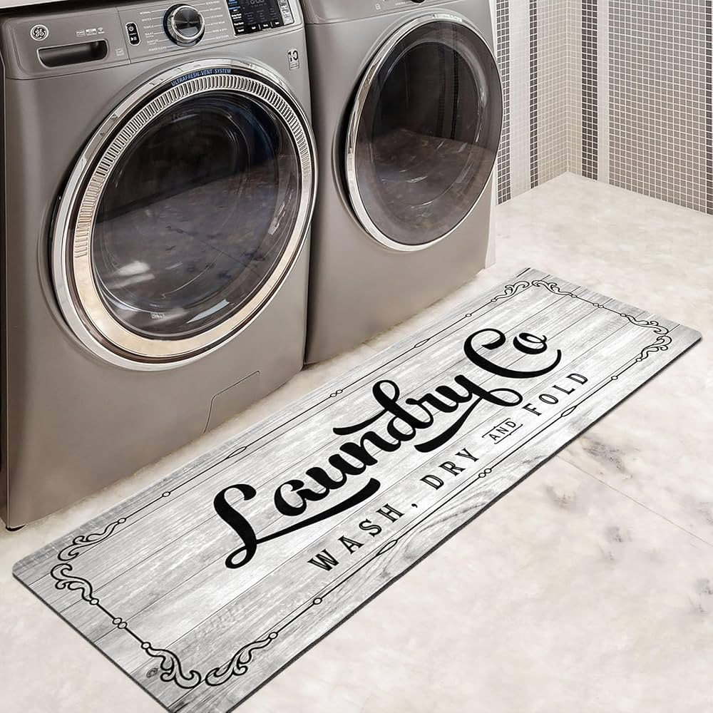 EARTHALL Laundry Room Rug Runner 20"x48" Non Slip Waterproof Laundry Mats for Laundry Room Decor ... | Amazon (US)