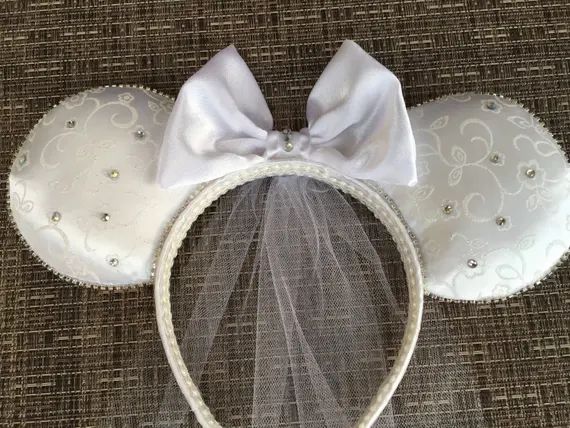 Bride inspired Minnie Ears, Wedding Mickey Ears, wedding Mickey Ears, Bridal Minnie Ears, Bride E... | Etsy (US)