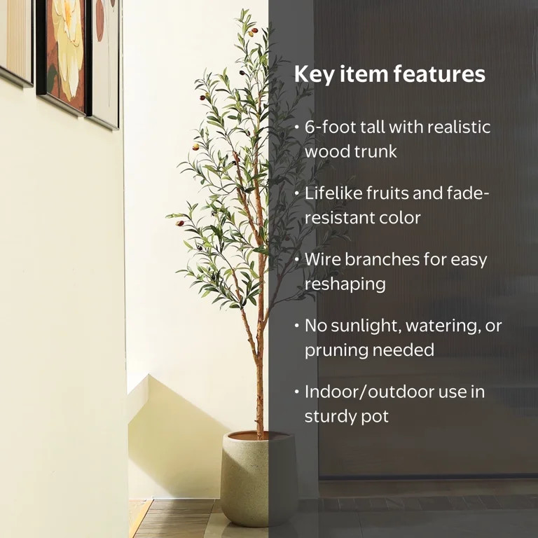 DR.Planzen 6ft Artificial Olive Tree Indoor, Tall Faux Olive Tree, Artificial Plants with Natural... | Walmart (US)
