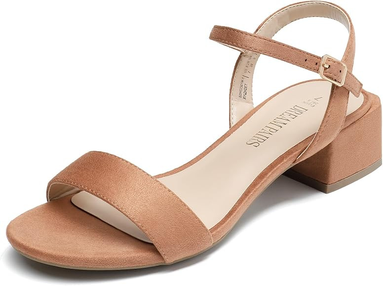 DREAM PAIRS Women's Low Heels for Women Classic Open Toe Ankle Strap Block Chunky Heel Sandals Ho... | Amazon (US)