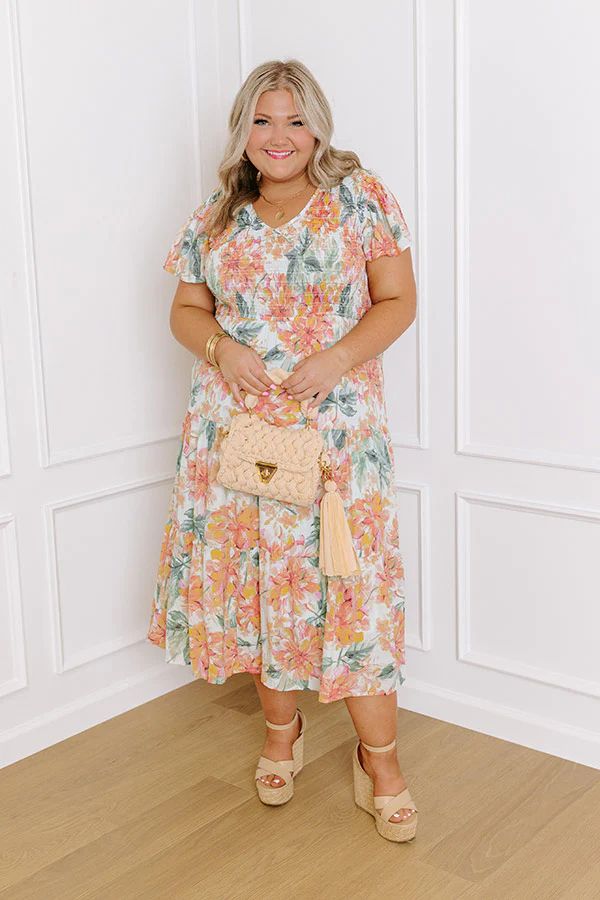 Sunny Sangria Floral Midi Dress in Mint Curves • Impressions Online Boutique | Impressions Online Boutique