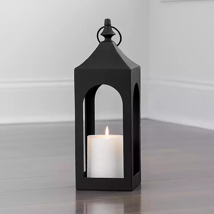 Matte Black Hampshire Metal Lantern, 24 in. | Kirkland's Home