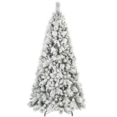 COWLOWN 9ft Flocked Christmas Tree with 752 Snow-Covered PVC Tips, Hinged Design & Metal Stand for Easy Setup | Target