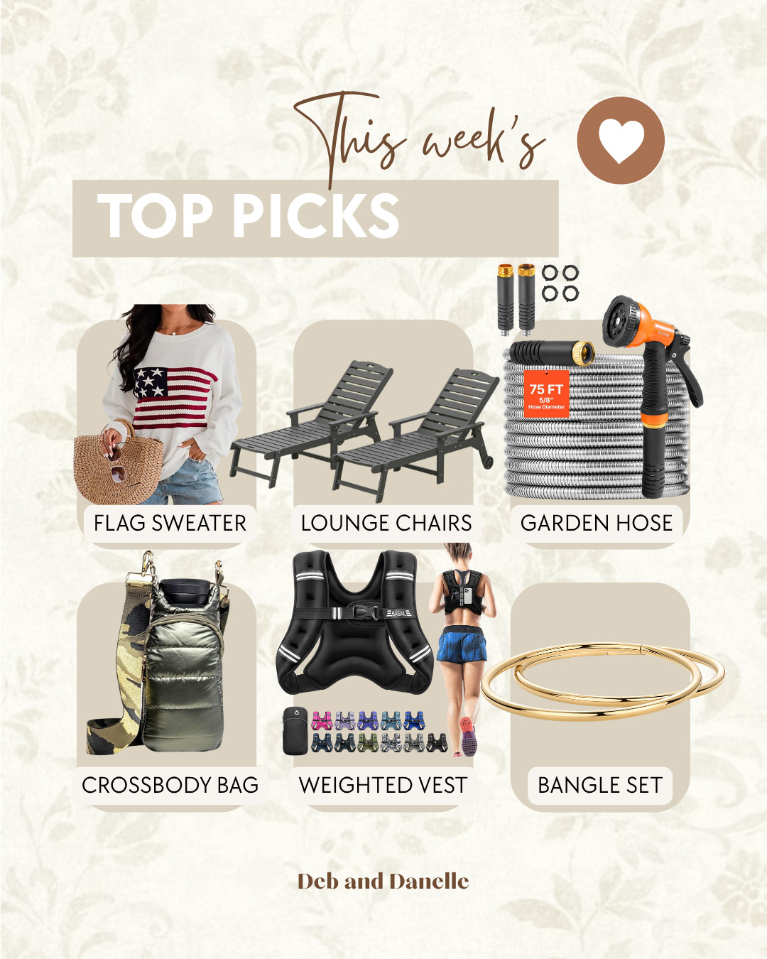 Our most-loved items of the week from Amazon include our Flag sweater, a metal garden hose, our bottle crossbody bags, and a great weighted vest.  

 #LTKSeasonal #LTKHome #LTKSaleAlert