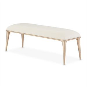 Michael Amini La Rachelle Bed Bench in Champagne Ivory & Wood Legs in Chardonnay | Cymax