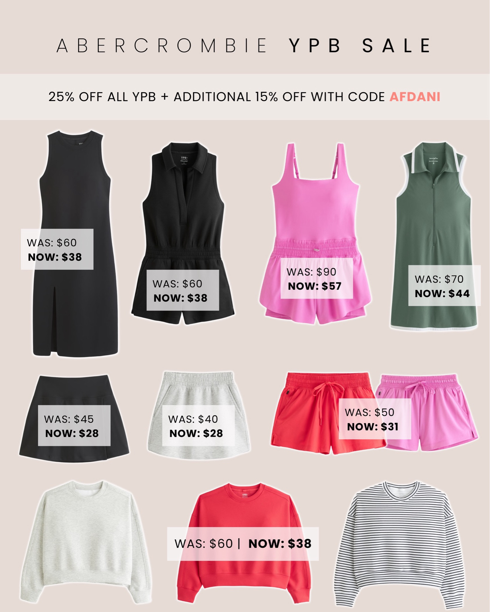 Abercrombie YPB activewear sale! 25% off + additional 15% off almost everything with code AFDANI 🙌🏼

#LTKFitness #LTKActive #LTKSummerSales