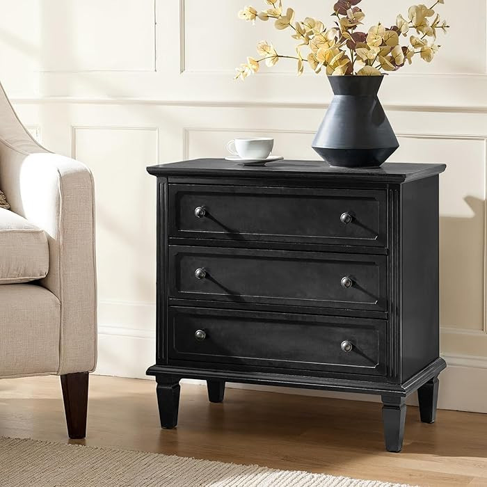 HULALA HOME 3 Drawer End Table with Charging Station, Wooden Drawer Organizer with Wood Legs, Mid... | Amazon (US)