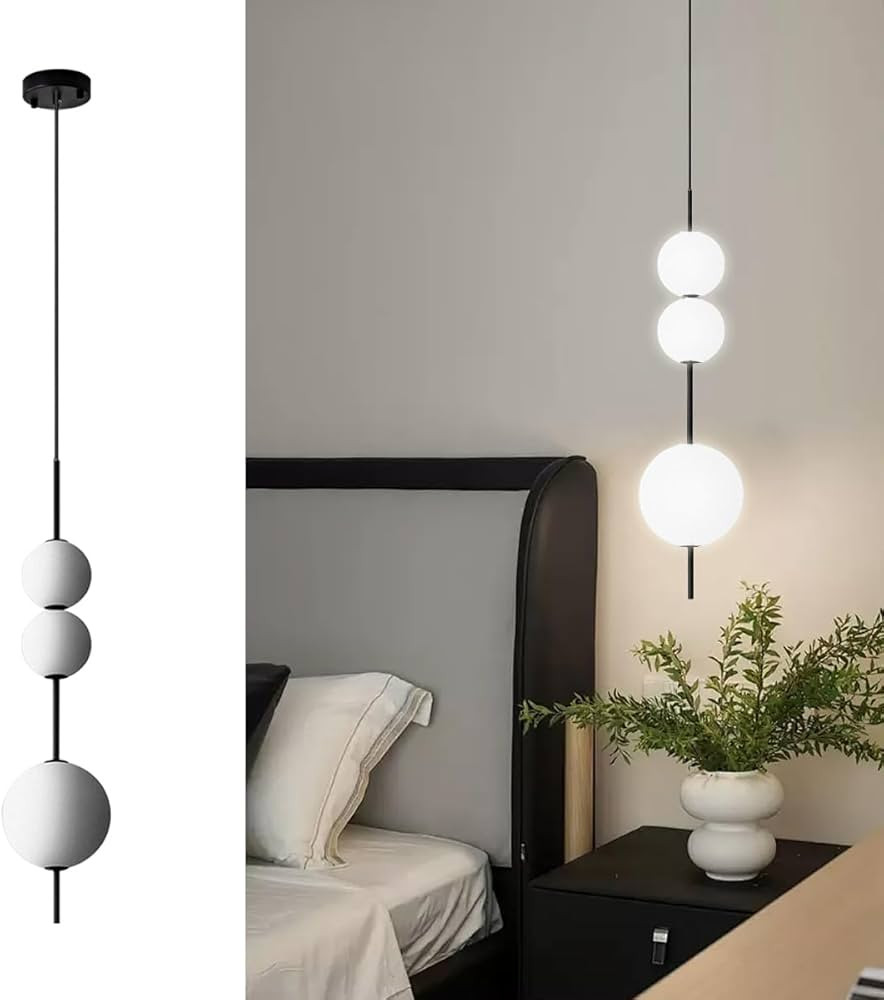 Modern LED Island Chandelier, White Acrylic Spherical Pendant Light, 30W Dimmable Black Ceiling L... | Amazon (US)