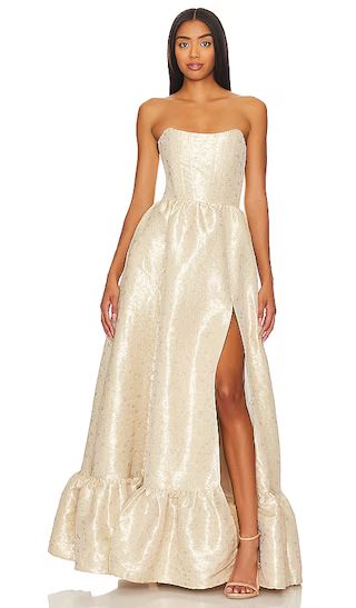 Charlotte Gown in Taupe Duchess | Revolve Clothing (Global)