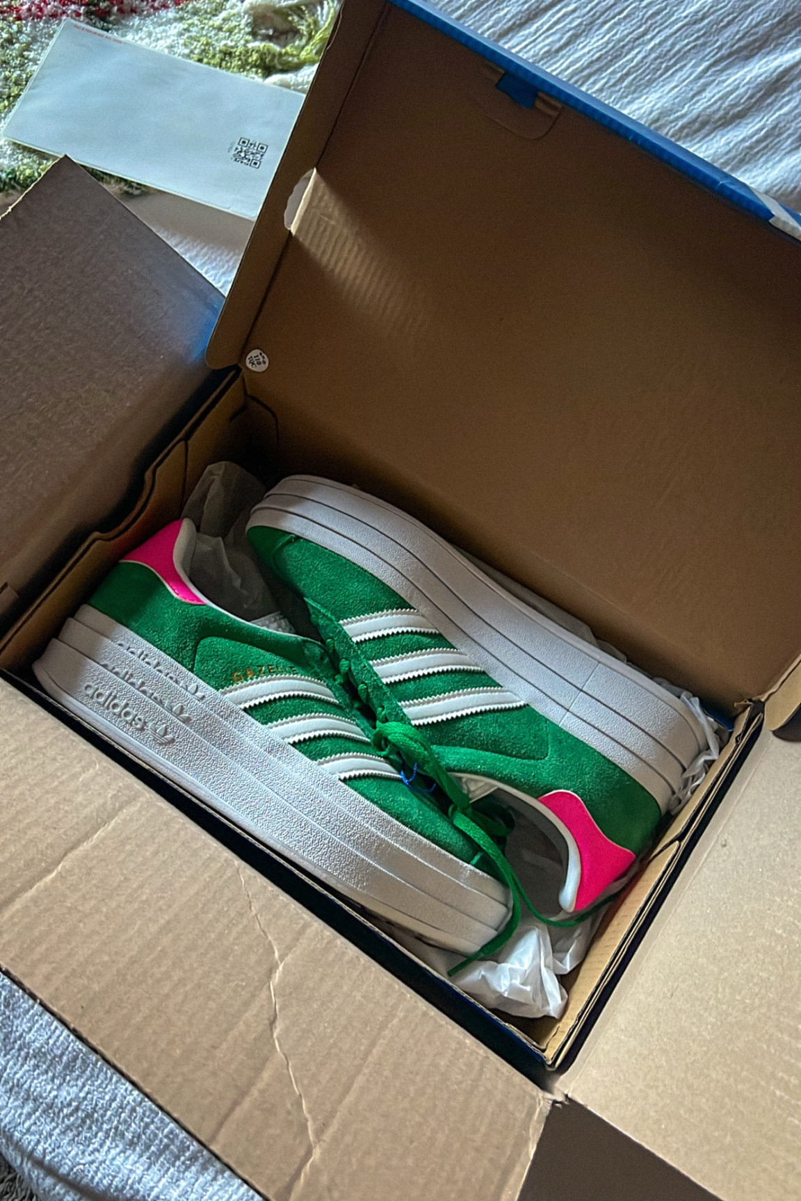 Adidas Gazelle’s ‘Green Lucid Pink’.. They are perfect!!!! 💚🩷✨

*Size down a whole size in these! I am originally a 8.5 and I ordered the 7.5 & they fit me perfectly!! :)

Kicks Crew has A TON of fun colors on their website!

#LTKStyleTip #LTKShoeCrush #LTKFindsUnder50