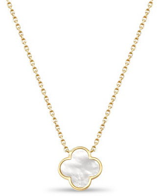 Mother of Pearl Clover Chain Necklace in 14K Gold, 16 in adj to 18 in, approx. 4.3gr | Macy's