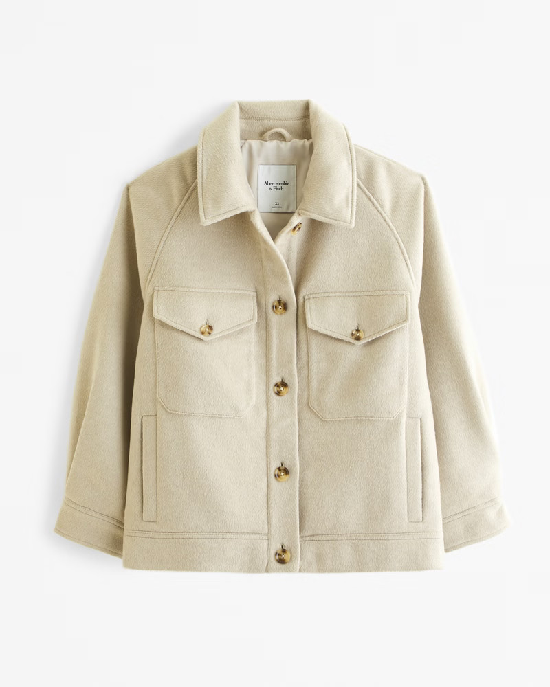 Wool-Blend Utility Shirt Jacket | Abercrombie & Fitch (US)