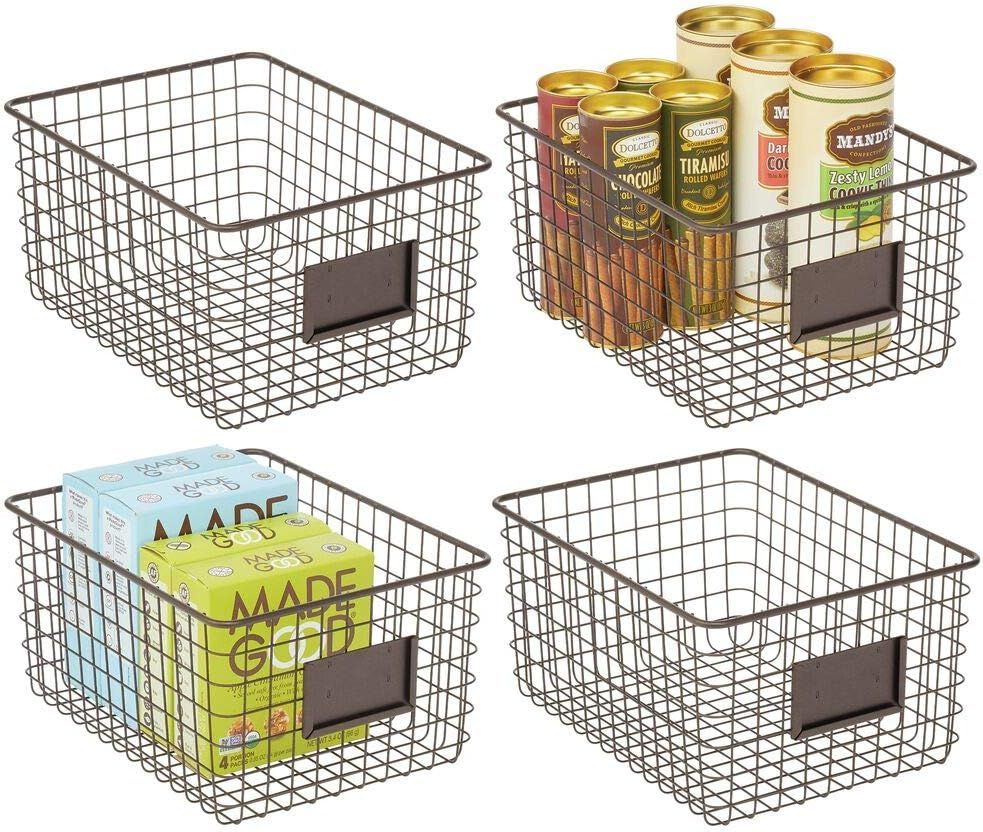 mDesign Farmhouse Decor Metal Wire Food Organizer Storage Bin Basket for Kitchen Cabinets, Pantry... | Amazon (US)