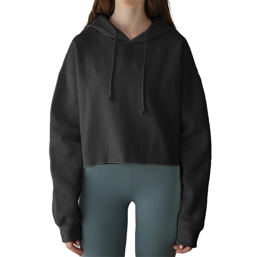 Amazhiyu Women's Cropped Hoodies Long Sleeves Fleece Crop Top Sweatshirt with Hooded | Walmart (US)