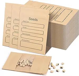 100 Pack Small Resealable Seed Envelopes with Clear Window, 3.15 x 4.72 Inch Brown Kraft Paper Se... | Amazon (US)