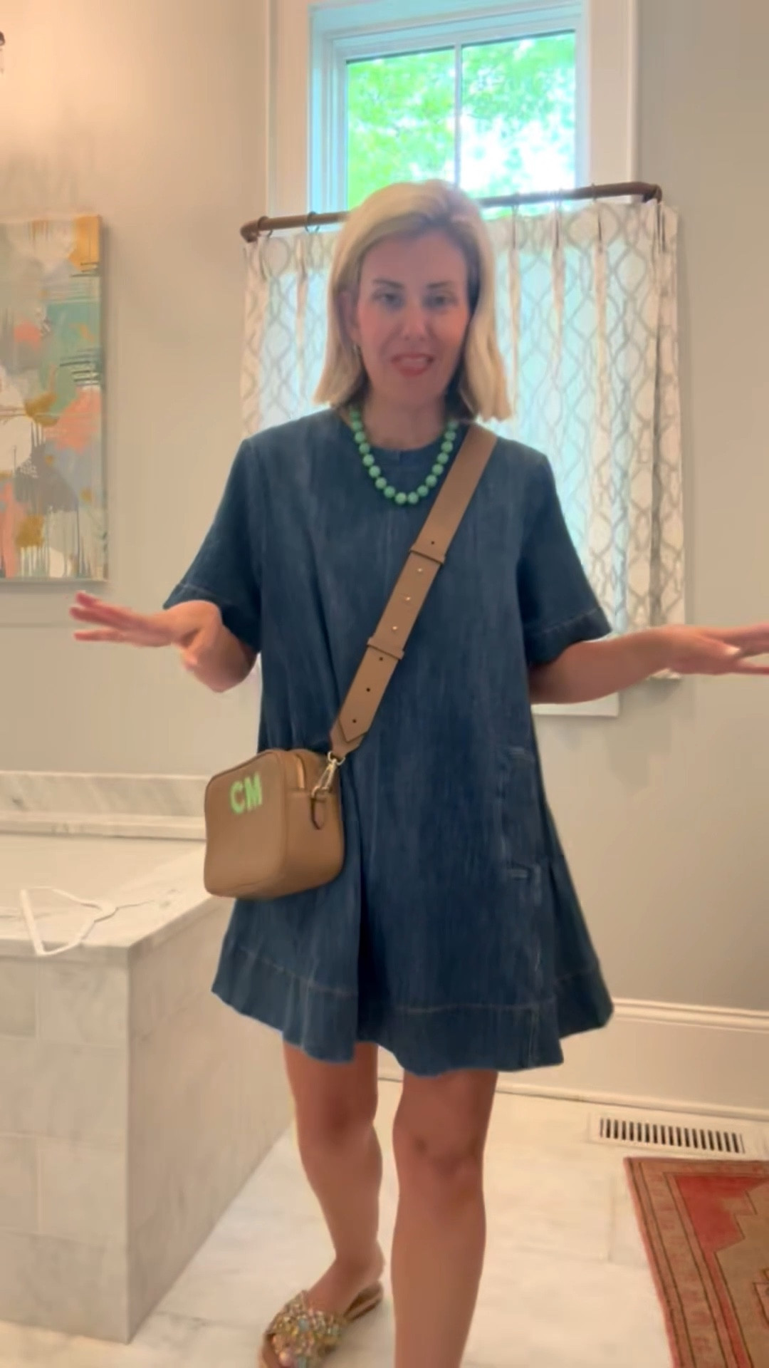 The demim dress we are styling all the ways! It’s literally a blank canvas and it’s a yes! I’m in xs & 7 sandal (size 1 down). ￼

#LTKOver40 #LTKdayinmylife #LTKSeasonal