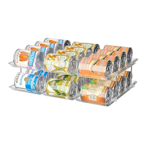 Can Organizer for Pantry, 3 Sets 2Tiers Can Storage Organizer Pantry, Soda Can Organizer for Fridge 24 Cans Rack Automatic Rolling Stackable Canned Food Organizer,Clear | Amazon (US)