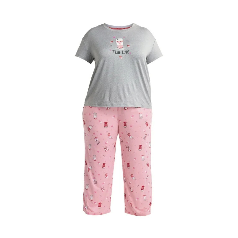 Joyspun Women's Sleep Tee and Pants Pajama Set, 2-Piece, Sizes XS to 3X | Walmart (US)